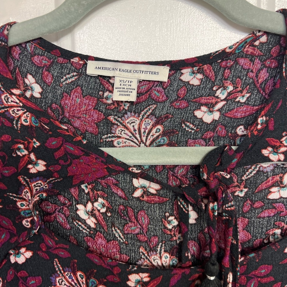 American Eagle Outfitters Black and Pink Floral Dress - Picture 2 of 5